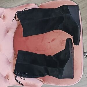 UGG Dawna Black Suede Wedge Boots